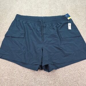 New Old Navy StretchTech Cargo Shorts Womens 3X Teal Blue High Rise 5 In Inseam